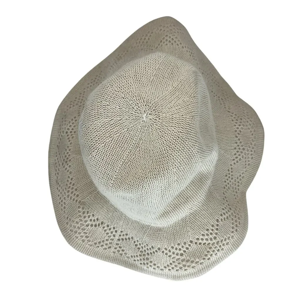 Wyeth Evie Mesh Hat Crochet Knit Cream Packable One Size Sun Hat